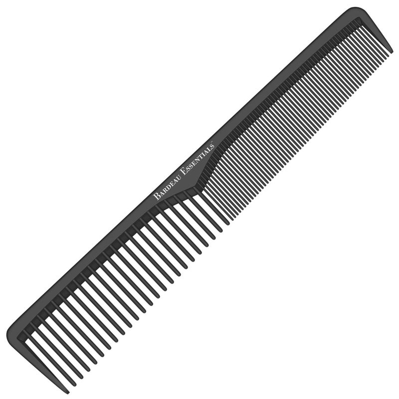 Bardeau Essentials Professional 7 Inch Black Carbon Fiber Anti Static Chemical And Heat Resistant Comb For All Hair Types | Fine and Wide Tooth Comb For Men and Women - Image 1