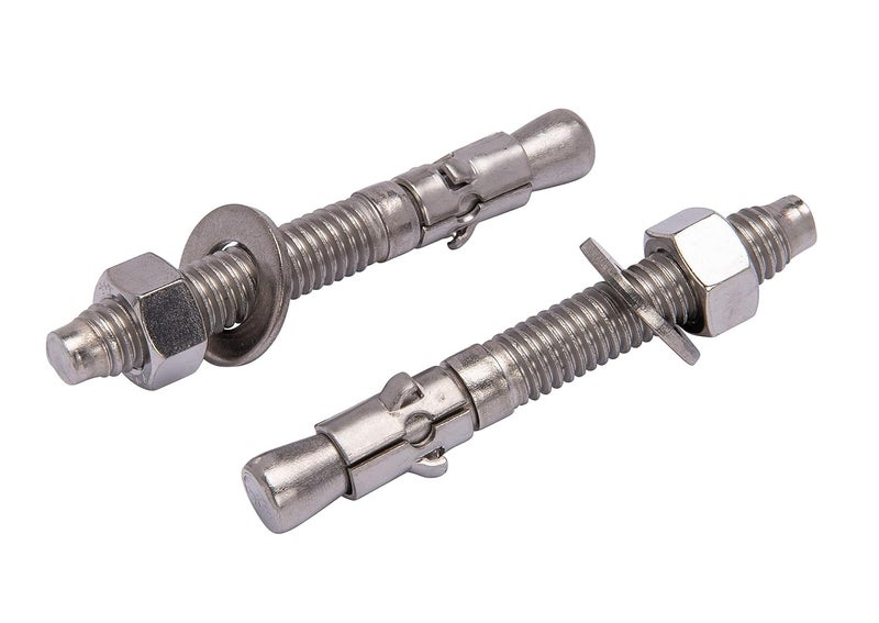 Bolt Dropper Stainless Steel Wedge Anchors - 3/8" x 3" Corrosion Resistant Concrete Fasteners - Commercial Grade Anchor Bolt, Nuts, and Washers Included - Pack of 10 - Image 1