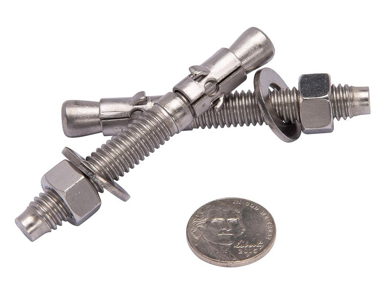 Bolt Dropper Stainless Steel Wedge Anchors - 3/8" x 3" Corrosion Resistant Concrete Fasteners - Commercial Grade Anchor Bolt, Nuts, and Washers Included - Pack of 10 - Image 4