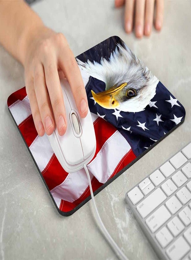 Solekla وسادة ماوس بتصميم العلم الأمريكي، ونسر أصلع ونجوم، وسادة ماوس فاخرة قابلة للغسل، قاعدة مطاطية مانعة للانزلاق، مقاس صغير 9.5 × 7.9 × 0.12 بوصة - Image 3