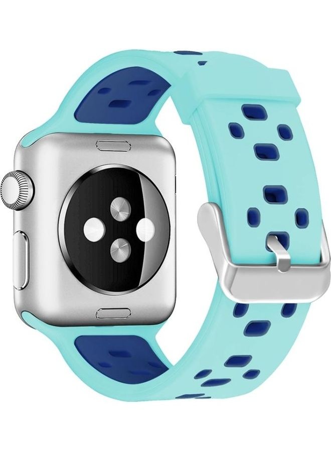 NIBEMINENT Ethnic Replacement Watchband for Apple Watch Series 1/2/3/4/5/6/7/SE 38/40/41mm Teal Green/Blue - Image 2