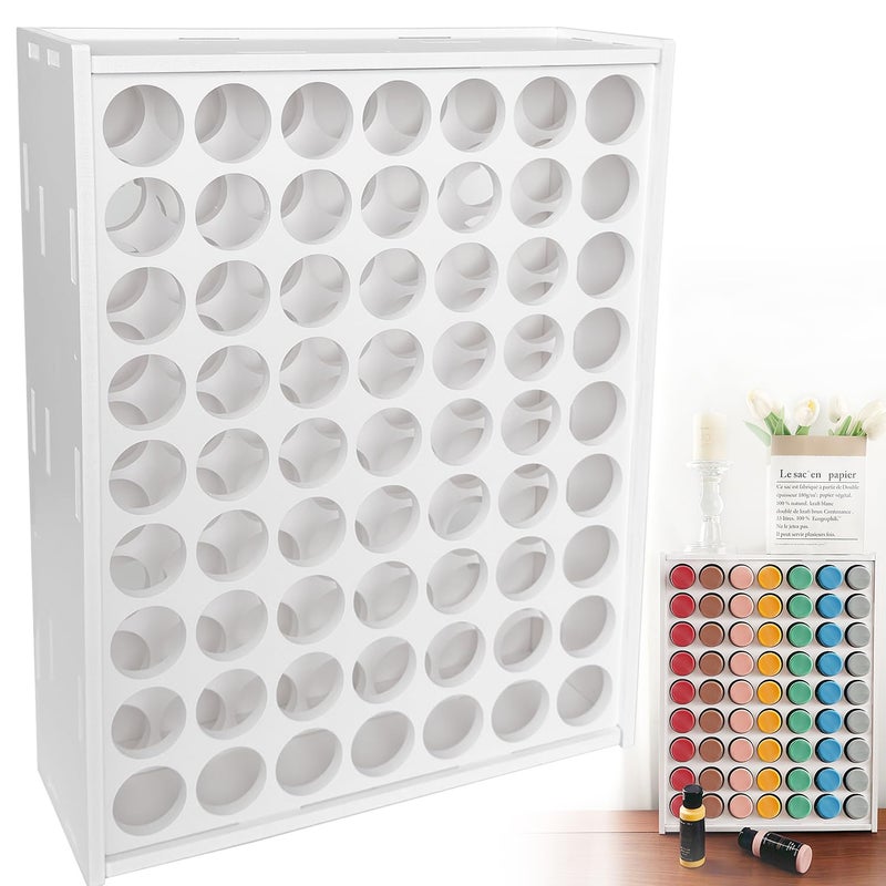 Anmboor paint organizer 63 holes acrylic paint organizer craft storage and Apple Barrel vertical storage for 2oz Craft Paints - Image 2