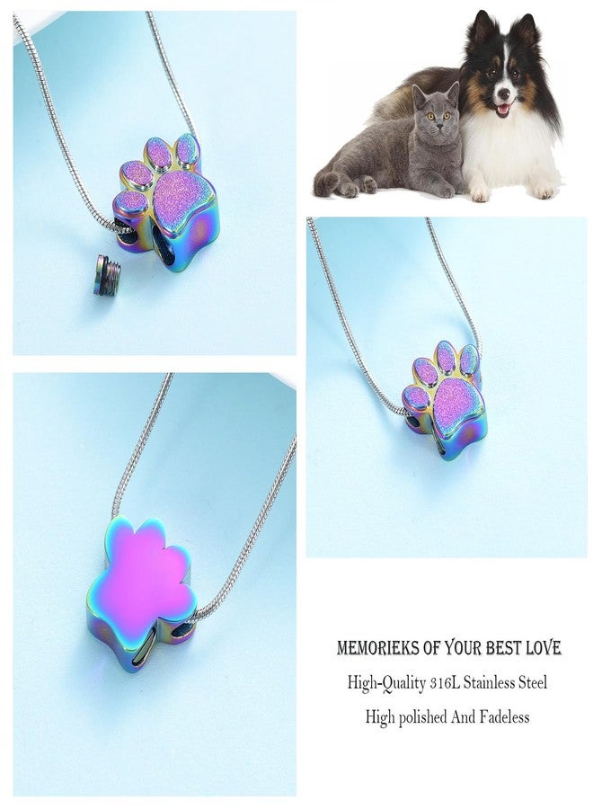 Hearbeingt Pet Cremation Jewelry for Ashes Urn Necklace Paw Print Pet Keepsake Jewelry for Dog's/Cat's Ashes Pendant Memorial Gifts - Image 2