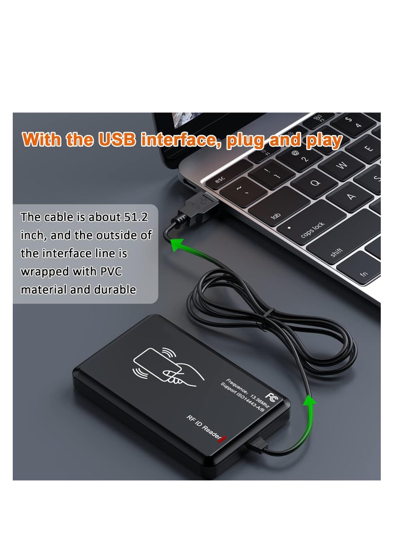 SYOSI - RFID Card Reader, 125KHz/13.56Mhz Dual Frequency RFID Scanner Read 1326 Family Proximity Cards NFC Card, Support ISO14443-A/B Protocol, IC Reader Compatible with iPhone Android Mac OS Type C Port - Image 1
