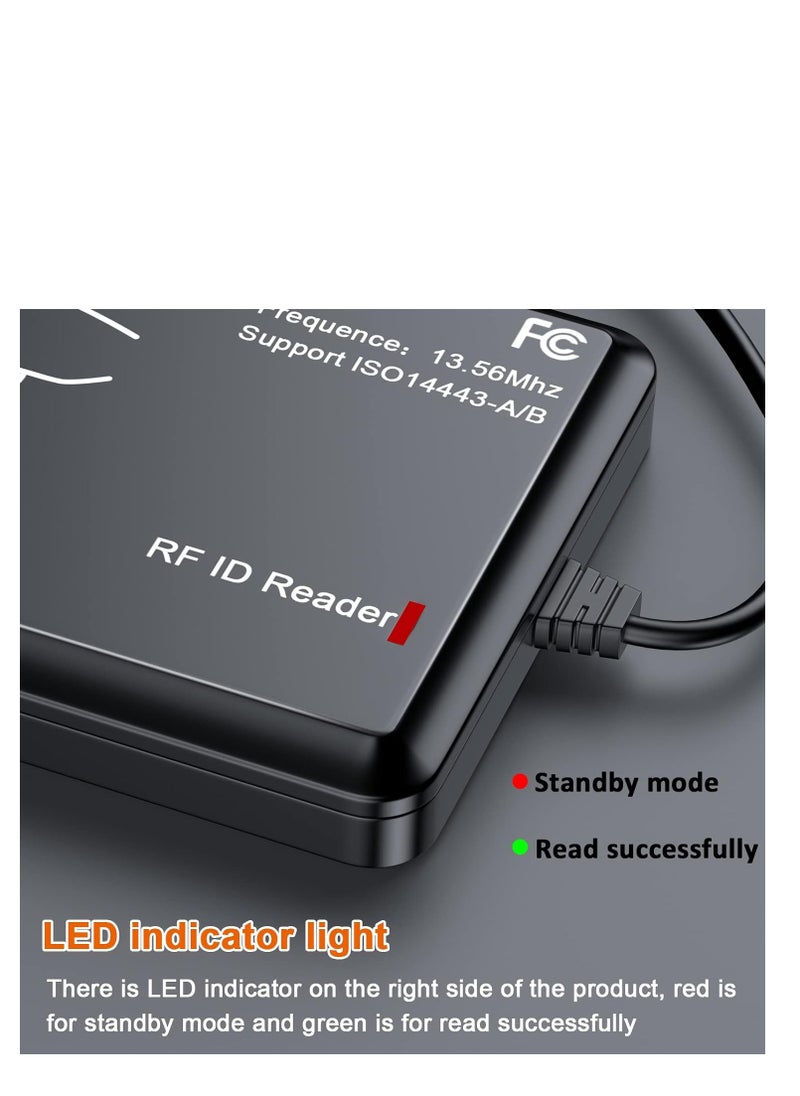SYOSI - RFID Card Reader, 125KHz/13.56Mhz Dual Frequency RFID Scanner Read 1326 Family Proximity Cards NFC Card, Support ISO14443-A/B Protocol, IC Reader Compatible with iPhone Android Mac OS Type C Port - Image 1