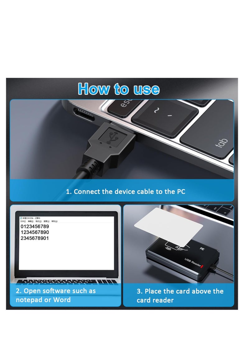 SYOSI - RFID Card Reader, 125KHz/13.56Mhz Dual Frequency RFID Scanner Read 1326 Family Proximity Cards NFC Card, Support ISO14443-A/B Protocol, IC Reader Compatible with iPhone Android Mac OS Type C Port - Image 1
