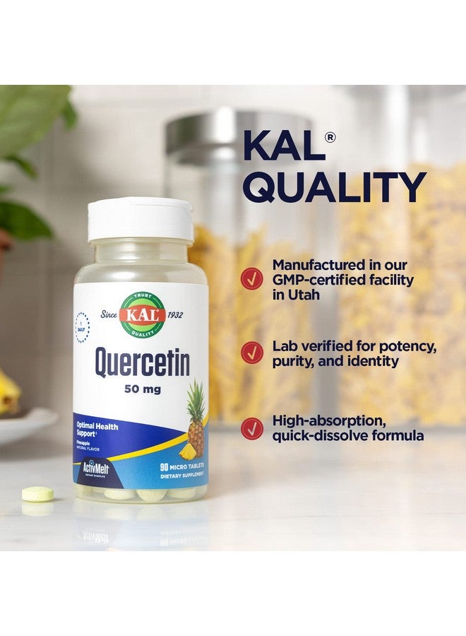 KAL Quercetin Activmelt Optimal Health And Wellness Support Supplement Bioflavonoids Natural Pineapple Flavor 90 Servings 90 Instant Dissolve Micro Tablets - Image 5
