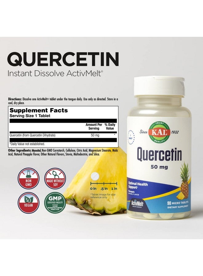 KAL Quercetin Activmelt Optimal Health And Wellness Support Supplement Bioflavonoids Natural Pineapple Flavor 90 Servings 90 Instant Dissolve Micro Tablets - Image 3