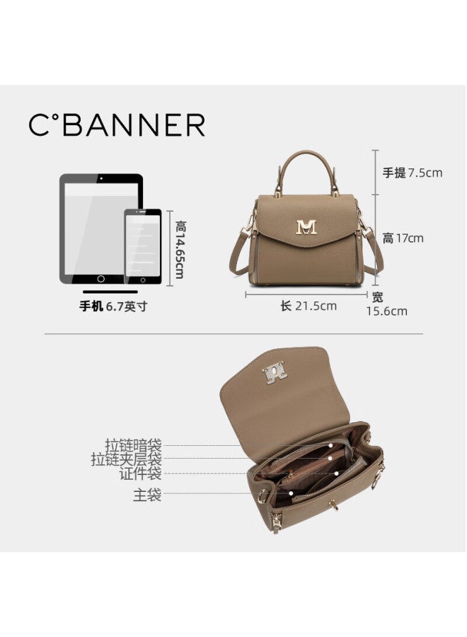 C.banner Women's Handbag, Cowhide Leather Tote Bag, Large Capacity Shoulder Crossbody Bag, Birthday Gift With High-end Feel For Girlfriend Or Wife - Image 3