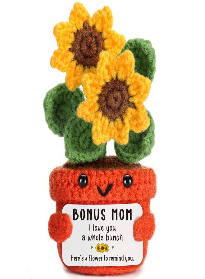 LuoHere هدايا إضافية للأم من LuoHere، هدايا عيد الميلاد للأم البديلة من الابنة والابن، أفكار رائعة لهدية عيد الأم، زهرة عباد الشمس المصنوعة يدويًا بالكروشيه، هدية عيد الحب للأم البديلة - Image 1