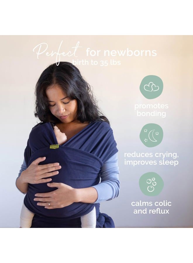 boba Wrap Baby Carrier, Navy Blue - Original Stretchy Infant Sling, Perfect for Newborn Babies and Children up to 35 lbs - Image 2