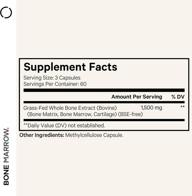Codeage GrassFed Bone Marrow Supplement  FreezeDried NonDefatted Beef Bone Matrix  Cartilage  1500mg per Serving 180 Capsules - Image 2