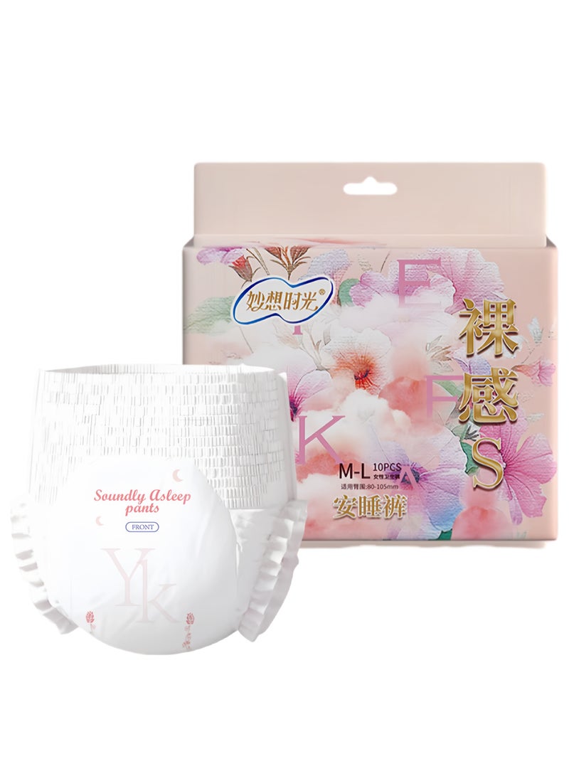 Lesha Overnight Period Panties (10 Count, Medium-Large/X-Large), High Absorbency Cotton Covered Overnight Comfort, Discreet and Leakproof for Period, Postpartum, and Incontinence - Image 1