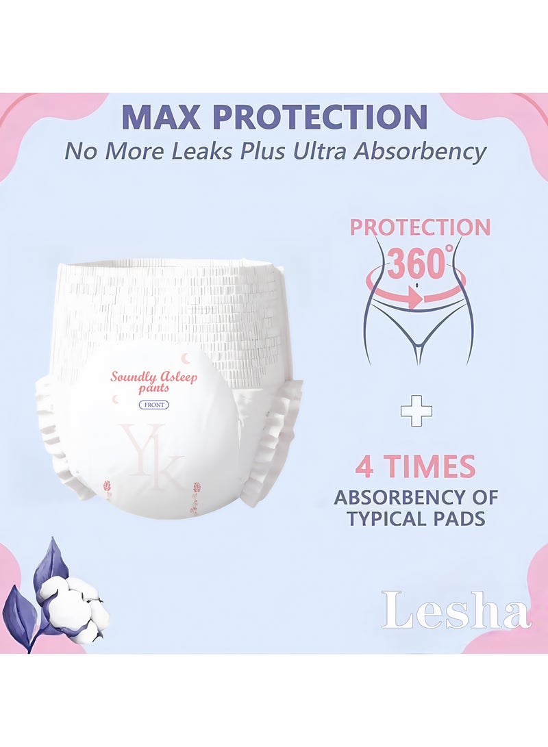 Lesha Overnight Period Panties (10 Count, Medium-Large/X-Large), High Absorbency Cotton Covered Overnight Comfort, Discreet and Leakproof for Period, Postpartum, and Incontinence - Image 3
