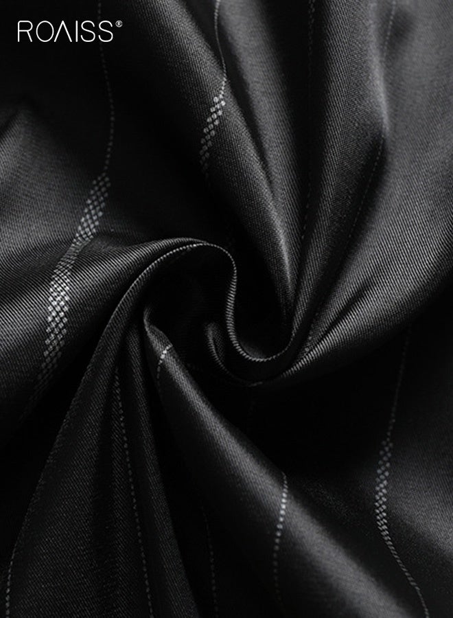 roaiss Men's Zipper Jacket Business Casual Style with Plaid Baseball Collar Design Slim Fit Versatile for Office and Casual Occasions, Lightweight Comfortable Fabric - Image 4