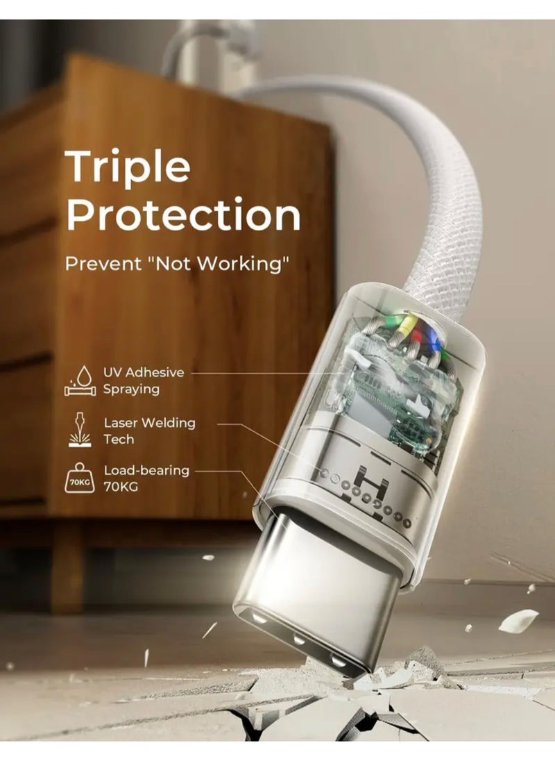 iPhone fabric cable, (USB C to USB C) Type C to Type C, iPhone 15/15Plus/15Pro/15ProMax