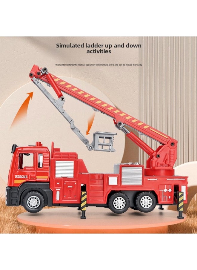 Generic - Tianying Simulation 1:32 Alloy Small Telecom Ladder Truck Model Sound And Light Children's Toy Ladder Fire Truck Model-Color:Alloy Small Telecom Ladder Car - Image 1