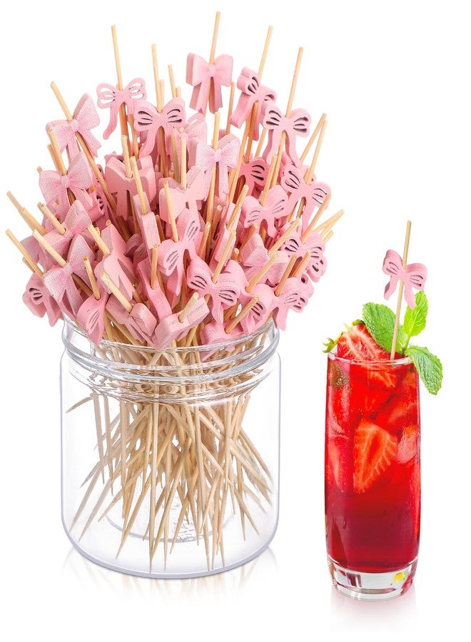 كويكاي مجموعة كويكاي من 100 قطعة من أعواد تزيين الكوكتيل الوردية، مثالية لتزيين الكب كيك، وحفلات استقبال المولود، وحفلات الزفاف، وأعياد الميلاد، والمناسبات ذات الطابع الوردي، وحفلات توديع العزوبية. - Image 1