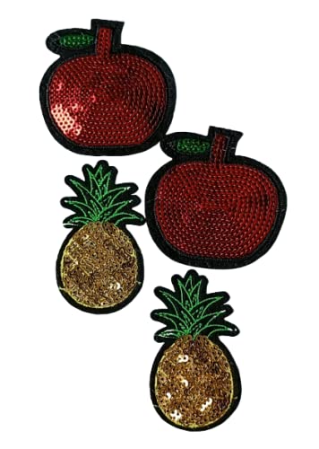 PARAKH Parakh Apple Pineapple Sequence Stitching Patches 2 Apple 2 Pineapple Total 4 Pieces  - Image 1