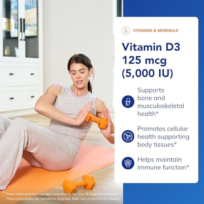 Pure Encapsulations Vitamin D3 125 mcg (5,000 IU) - Supplement to Support Bone, Joint, Breast, Heart, Colon, and Immune Health* - with Vitamin D - 60 Capsules - Image 3