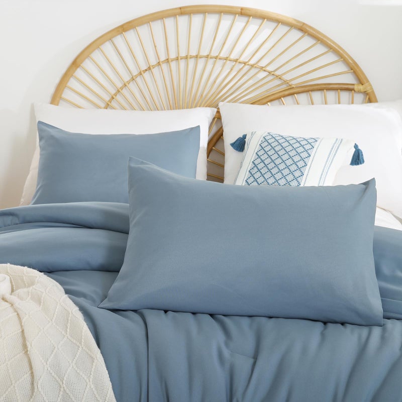 Weigelia Boho Twin Comforter Set - Dusty Blue & Grayish Blue with 1 Pillowcase - Soft, Lightweight & Cozy for All Seasons - Image 5