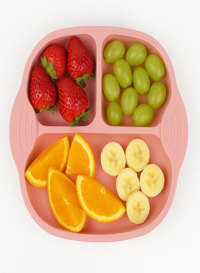 FLAVION 1 Pack Baby Plates with Suction, Silicone Divided Suction Plate for Toddlers, BPA-Free 100% Food-Grade Silicone Unbreakable Toddler Plates (Pink, Pack of 1) - Image 4