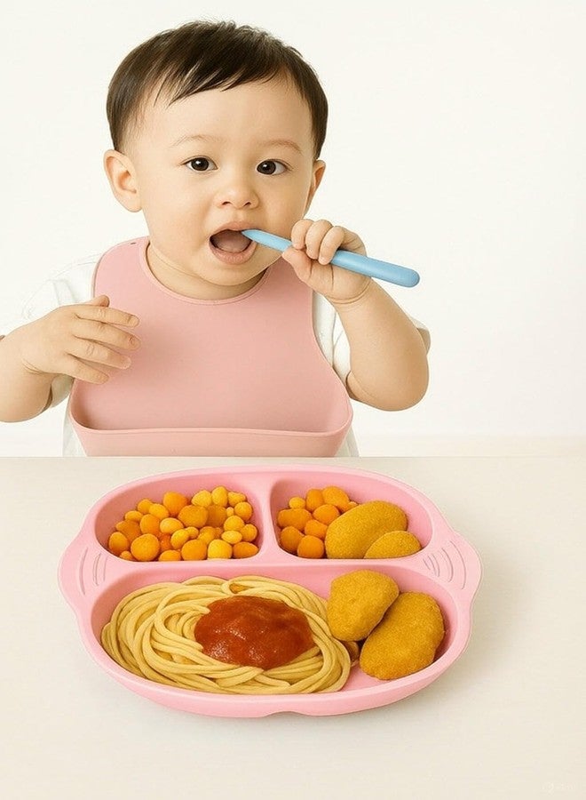 FLAVION 1 Pack Baby Plates with Suction, Silicone Divided Suction Plate for Toddlers, BPA-Free 100% Food-Grade Silicone Unbreakable Toddler Plates (Pink, Pack of 1) - Image 2