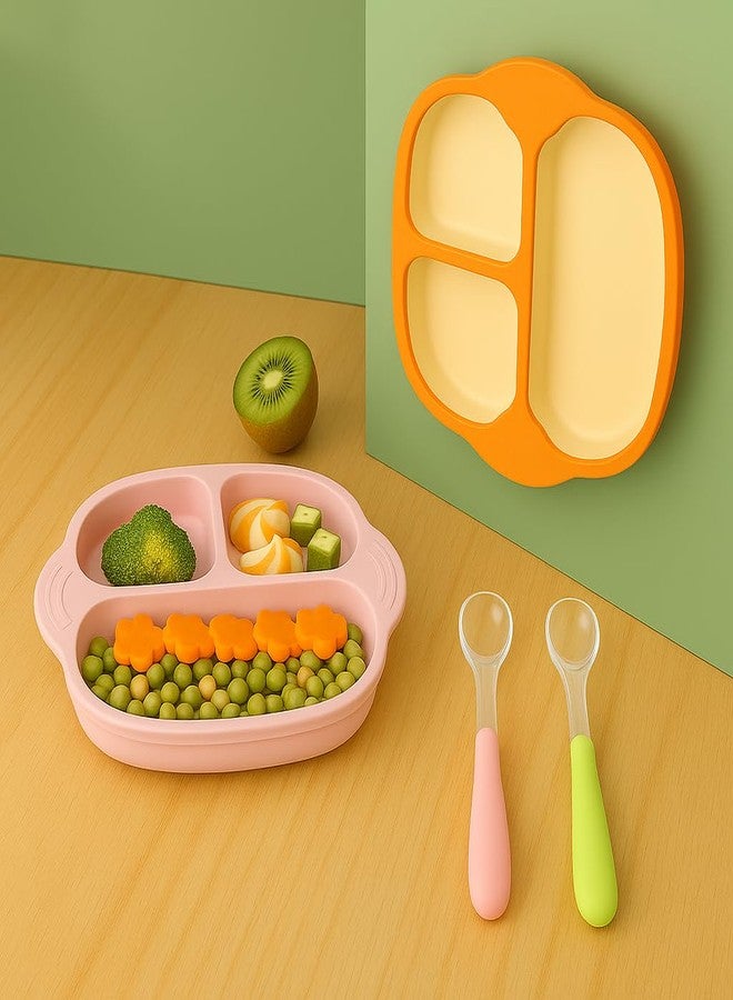FLAVION 1 Pack Baby Plates with Suction, Silicone Divided Suction Plate for Toddlers, BPA-Free 100% Food-Grade Silicone Unbreakable Toddler Plates (Pink, Pack of 1) - Image 5