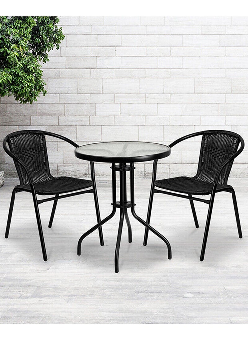 Generic Modern Design Home Garden Outdoor Patio Furniture Table Glass Top and Chair Sets  - Image 1