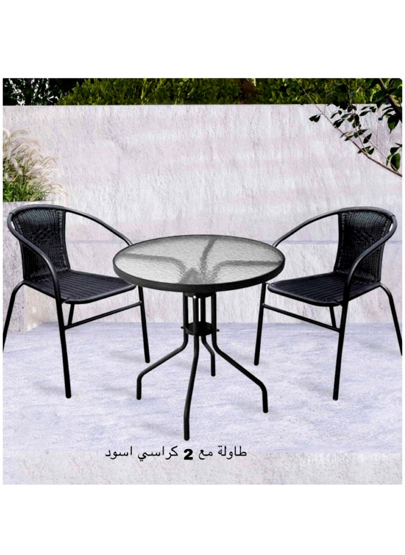 Generic Modern Design Home Garden Outdoor Patio Furniture Table Glass Top and Chair Sets  - Image 4