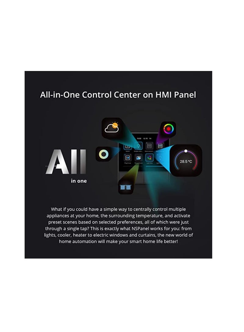 SONOFF NSPanel Smart Scene Wall Switch Hub, Smart Display, Built-in Temperature Thermostat and Environmental Sensor, All-in-One Control Center on HMI Panel