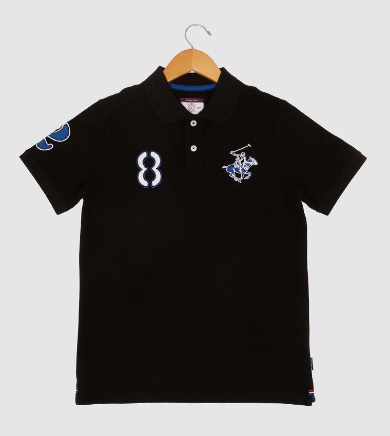 BEVERLY HILLS POLO CLUB Bhpc Kids Black Short Sleeve Polo - Image 1