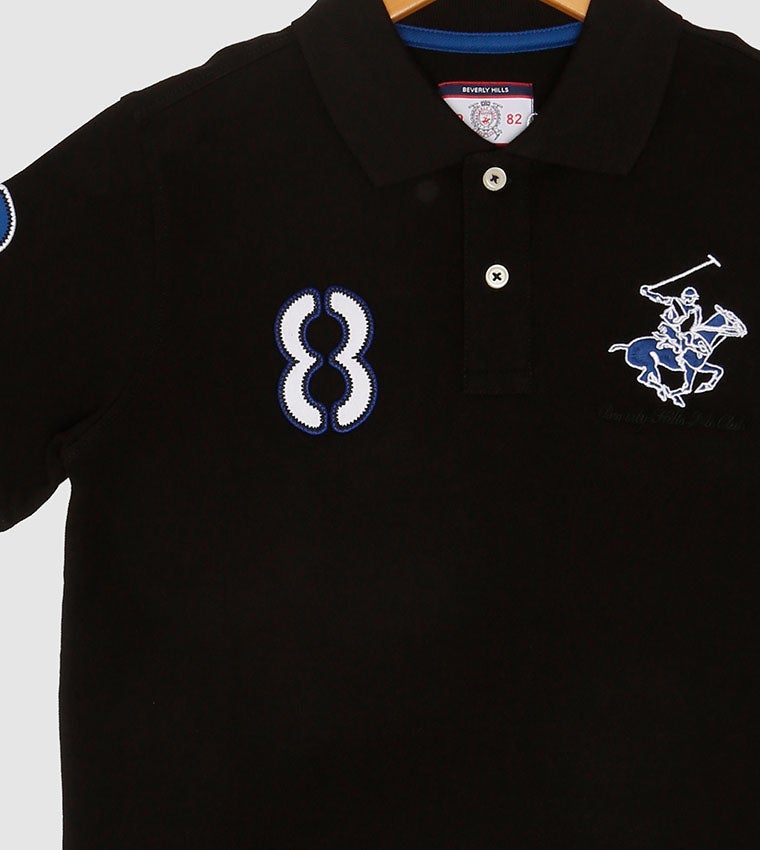 BEVERLY HILLS POLO CLUB Bhpc Kids Black Short Sleeve Polo - Image 3