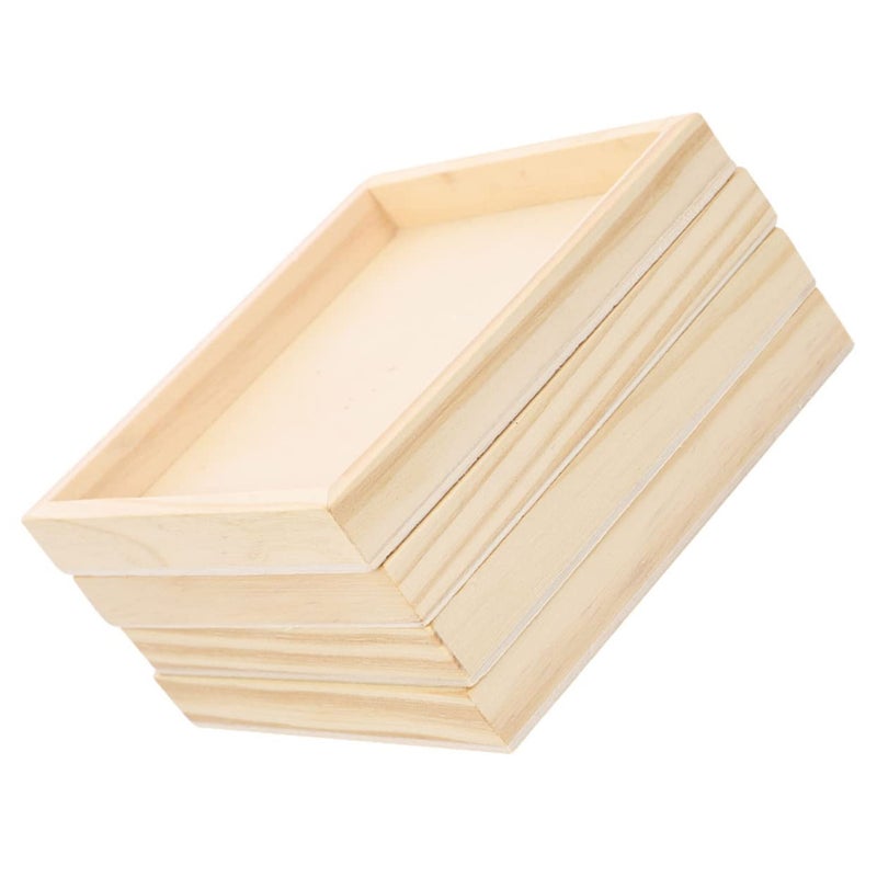 Wooden Serving Board Holder Square Tray Puzzle Organizer Set Of 3 - Image 2