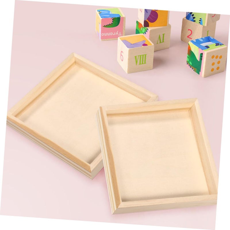 Wooden Serving Board Holder Square Tray Puzzle Organizer Set Of 3 - Image 3