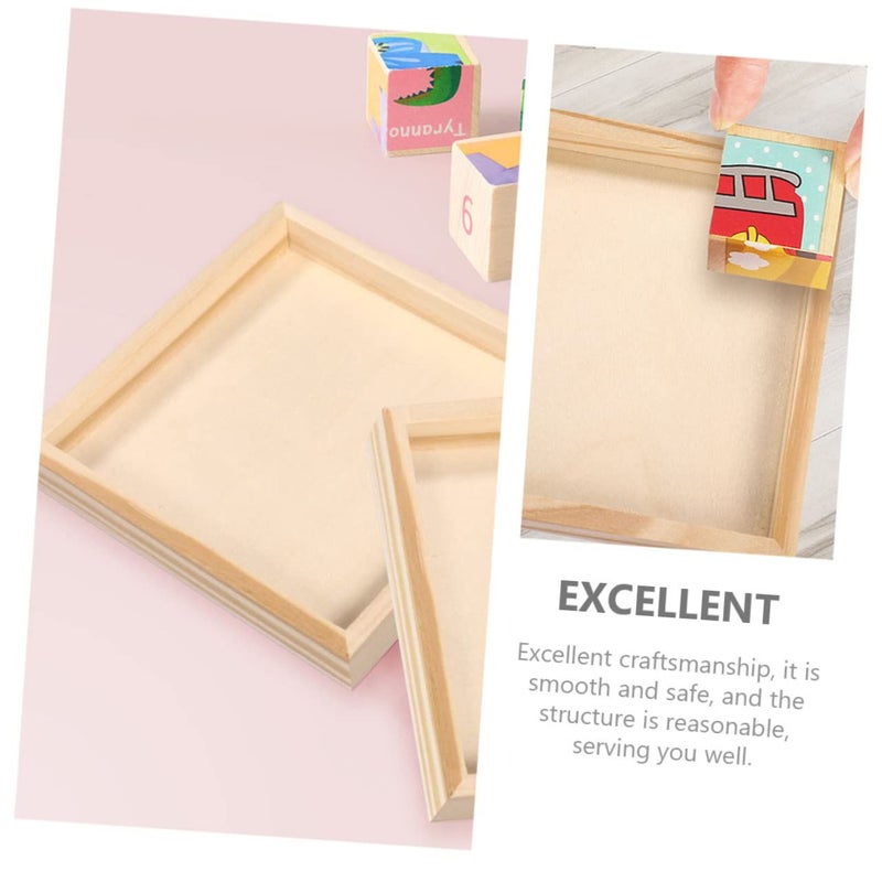 Wooden Serving Board Holder Square Tray Puzzle Organizer Set Of 3 - Image 4