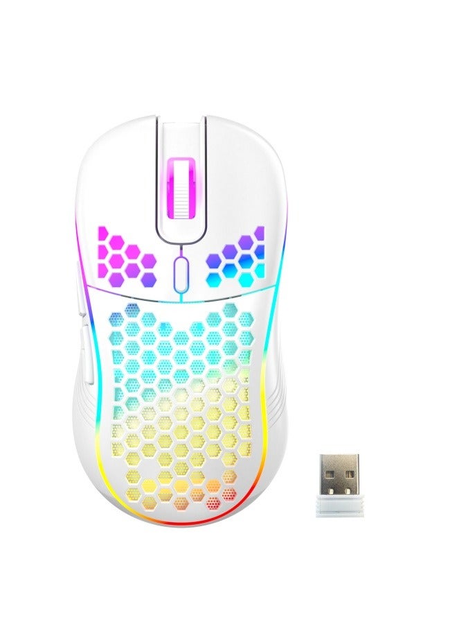 Wireless hole hollow honeycomb rechargeable mouse RGB luminous gaming lightweight TYPE-C interface 2.4G wireless hole mouse