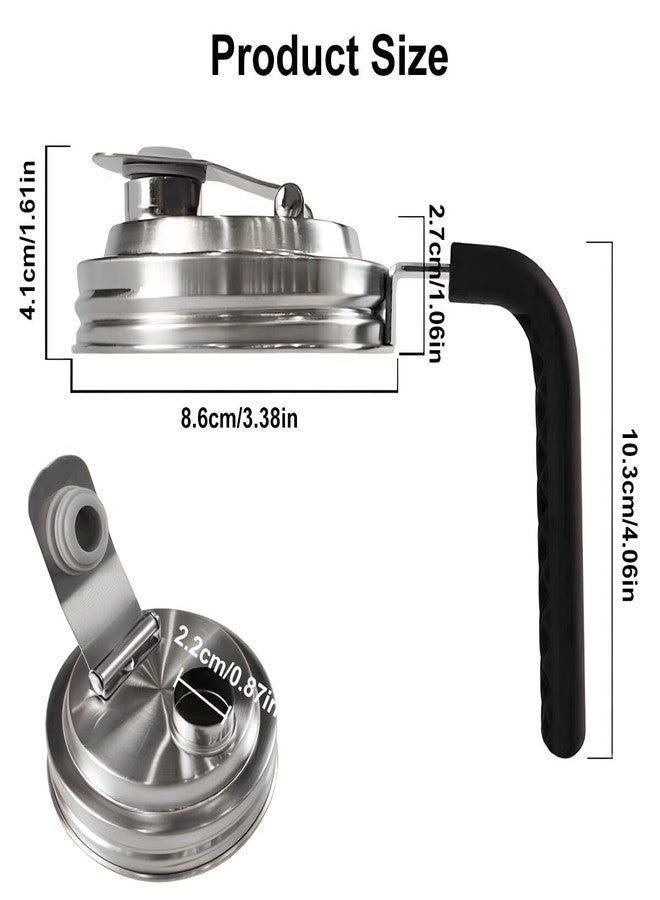 YuCool Wide Mouth Mason Jar Pour Spout Lids Stainless Steel with Handle, Flip Cap Lids for Mason Jars, Leak Proof Seal Cover Cap, Pack of 2 - Image 2
