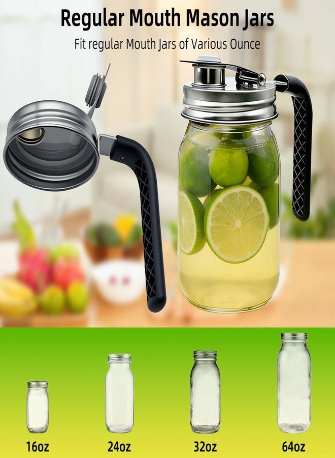 YuCool Wide Mouth Mason Jar Pour Spout Lids Stainless Steel with Handle, Flip Cap Lids for Mason Jars, Leak Proof Seal Cover Cap, Pack of 2 - Image 5