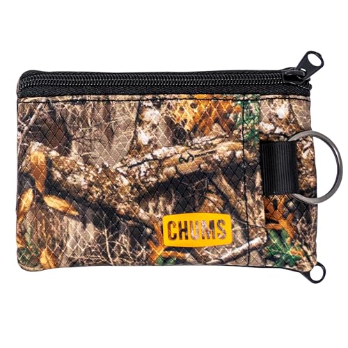 Chums Surfshorts Wallet - Lightweight Zippered Minimalist Wallet with Clear ID Window - Water Resistant with Key Ring (Realtree Edge Camo) - Image 1