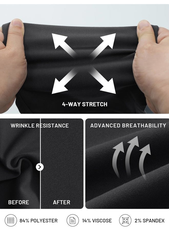 Plaid&Plain Men's Slim Fit Dress Pants Stretch Dress Pants 8101Black 28X30 - Image 5