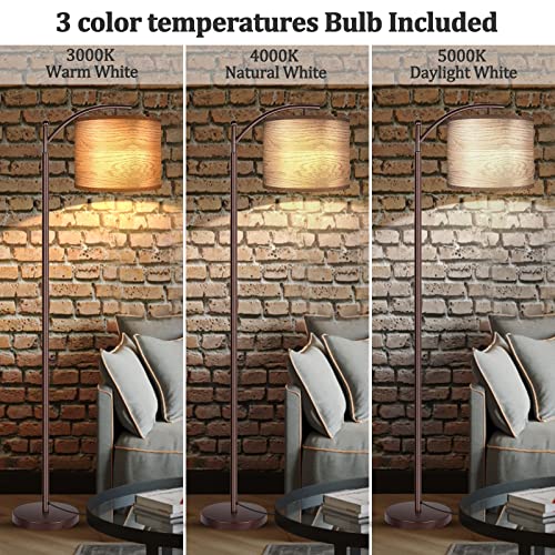Rottogoon Floor Lamp for Living Room, LED Standing Lamp with 2 Lamp Shades Tall Industrial Floor Lamp Reading for Bedroom, Office (9W LED Bulb Included) - (Oil-Rubbed Bronze) - Image 2