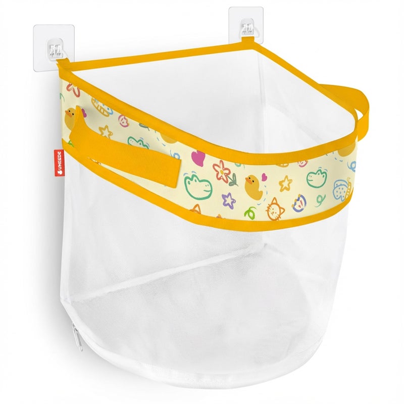 UNEEDE Duck Print Bath Toy Organizer 415 Gallons Bathtub Toy Holder Quick Dry Mesh Shower Caddy Yellow Duck Stuff - Image 2