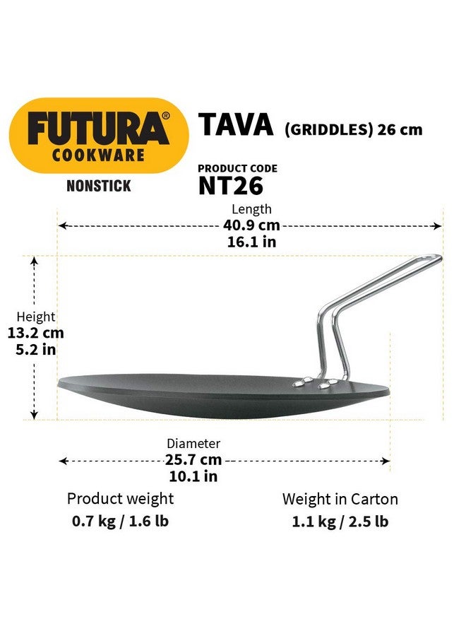 Hawkins Futura 26 cm Tava, Non Stick Tawa with Stainless Steel Handle, Black (NT26) - Image 3