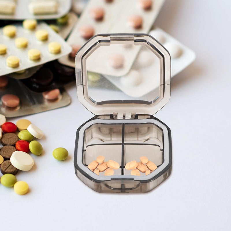 Weekly Pill Organizer Portable 4 Compartments Gray Moisture Resistant Travel Case - Image 5