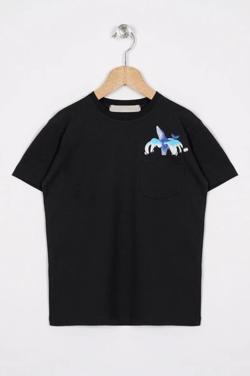 Zepkids Crew Neck Short Sleeve Honey Printed Black Color Boy T-shirt