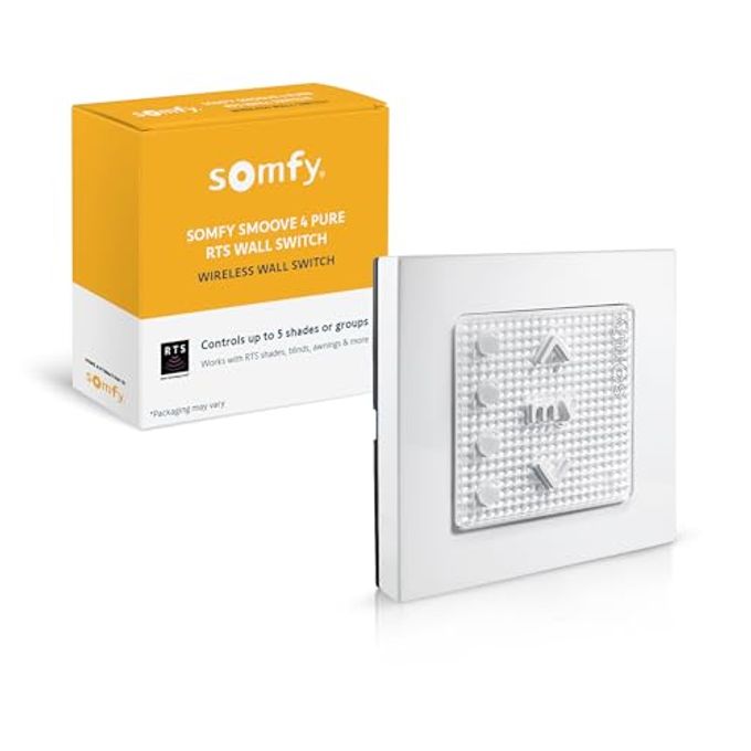 SOMFY Smoove 4 RTS Pure 4-Channel Wall Mount Control for Motorized Shades, Curtains, Blinds Easy Install, No Electrician Needed #1811748 - Image 4