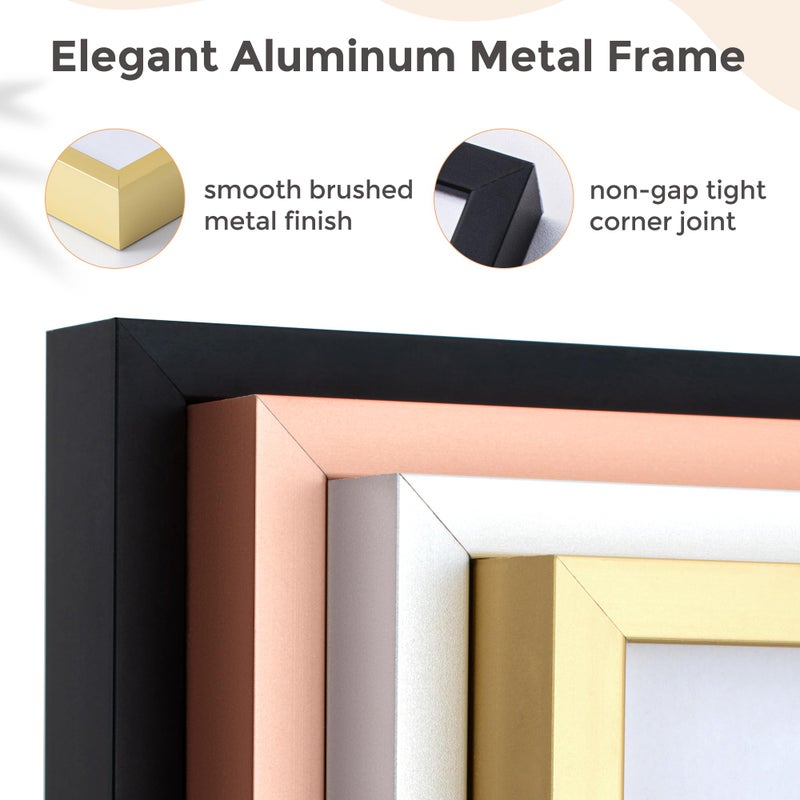 FLYJOE 8x10 Picture Frame | 8x10 Metal Picture Frame With Mat | 8 x 10 Aluminum Photo Frame | Plexiglass And Hanging Hardware Included | Black 8x10 Picture Frame | Black - Image 5