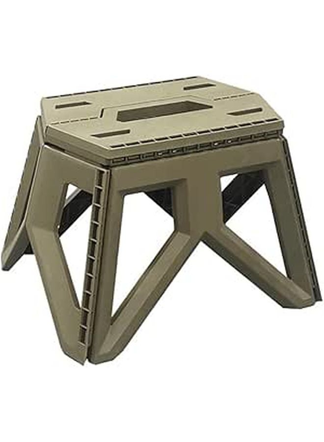 Portable Folding Square Stool Lightweight Plastic Camping Fishing Seat with Carry Handle Military Green - Image 1
