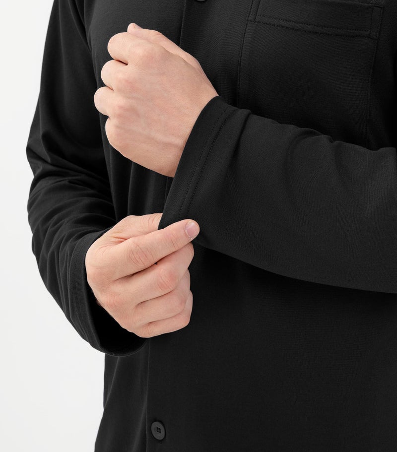 DAVID ARCHY Mens Pajamas Set Ultra-Soft Sleepwear Classic Notched Collar Top & Bottoms Loungewear with Pockets (L, Black) - Image 5